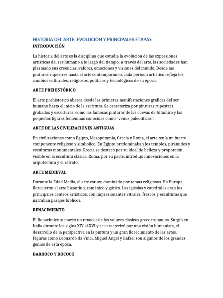 Evolución de la Historia del Arte | PDF | Escultura | Pinturas