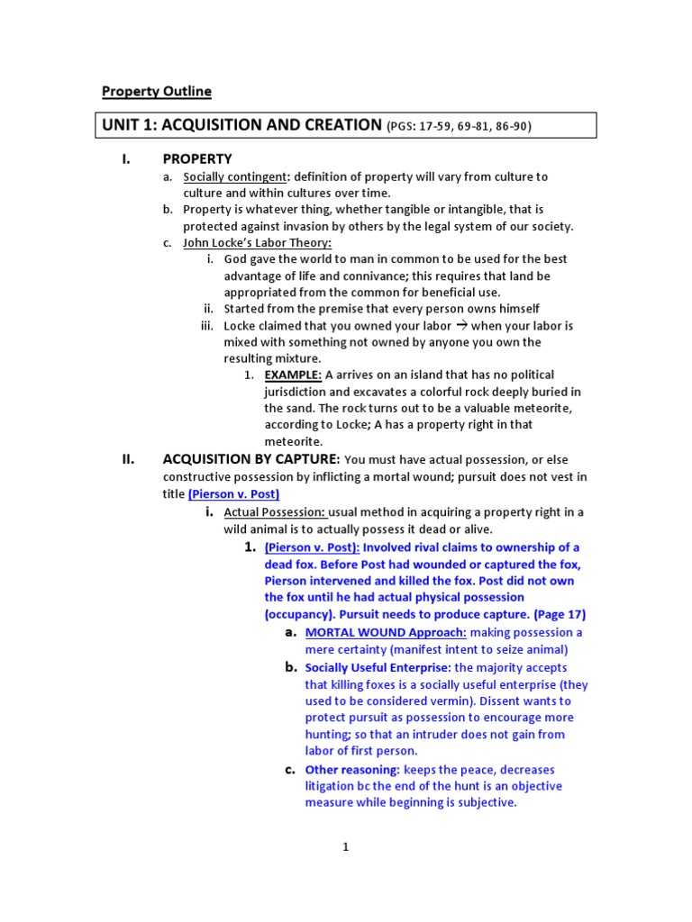 Property Outline | PDF | Adverse Possession | Estoppel