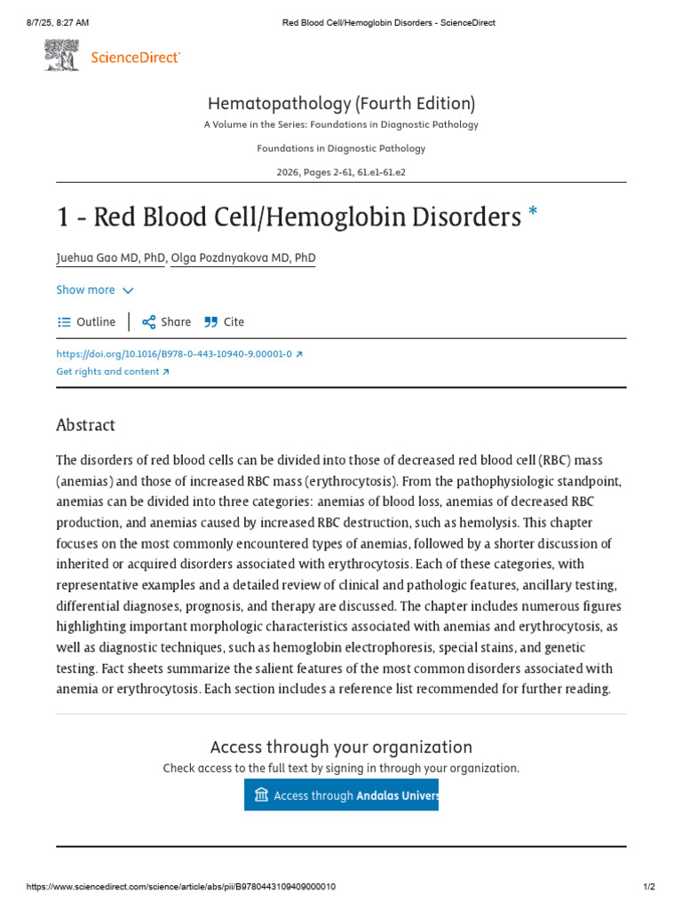 Erythrocyte Disorders Overview | PDF | Anemia | Red Blood Cell