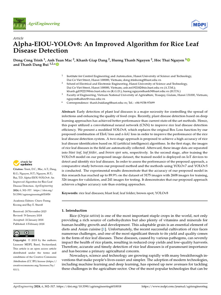 Improved YOLOv8 for Rice Disease Detection | PDF | Deep Learning ...
