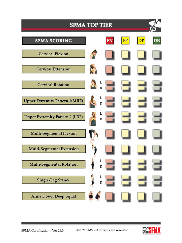 SFMA Top Tier Assessment Checklist | PDF | Anatomical Terms Of Motion ...