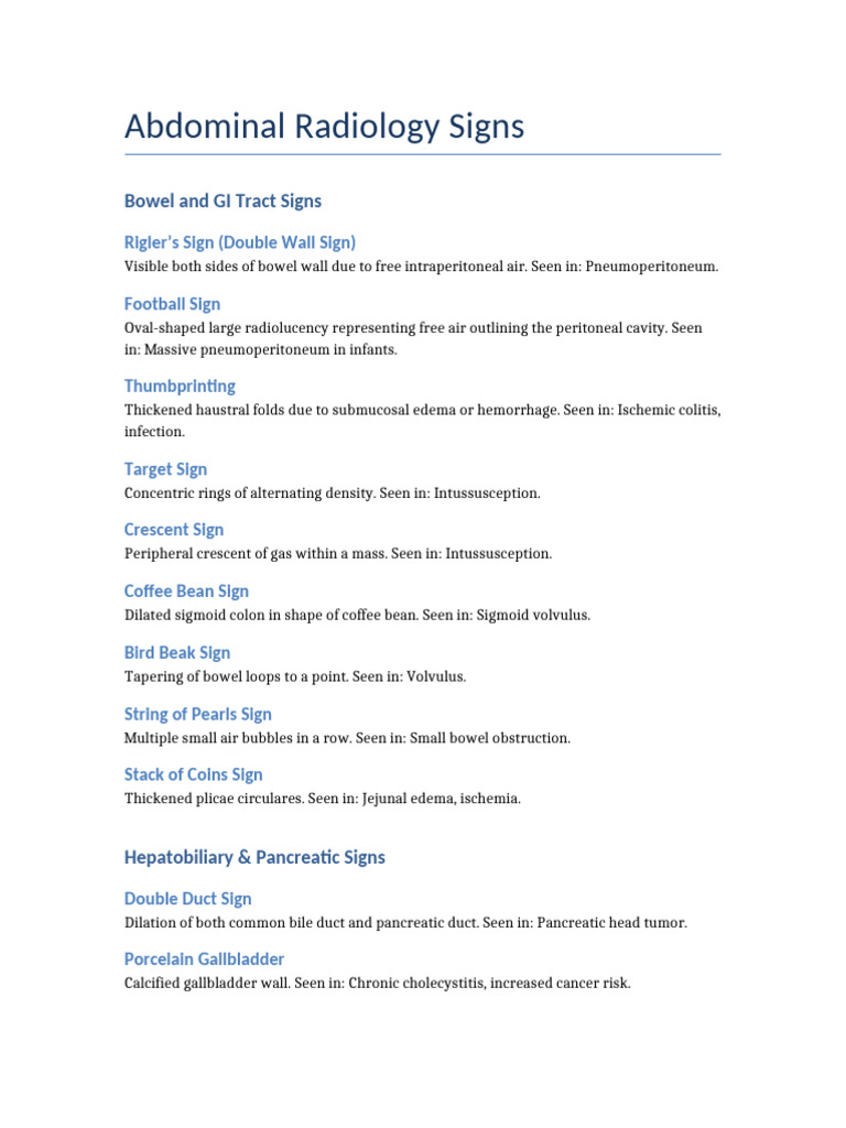 Abdominal Radiology Signs | PDF