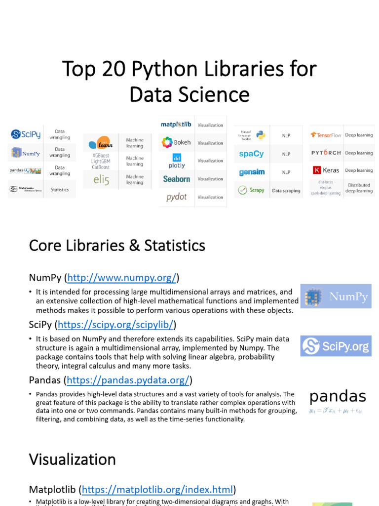 Top Python Libraries for Data Science | PDF | Machine Learning | Computing