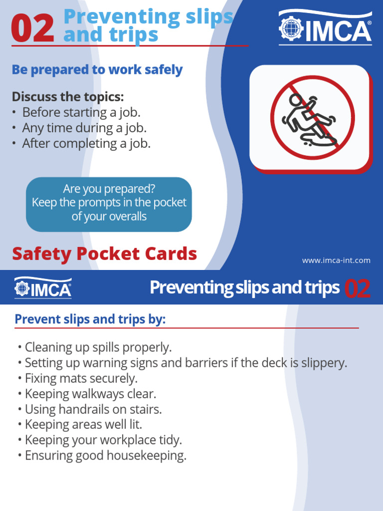 Imca Safety Cards Preventing Slips and Trips | PDF