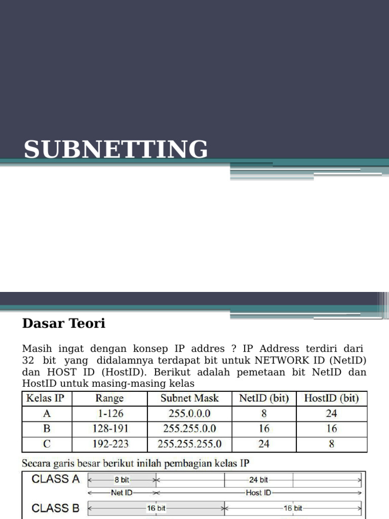 Tabel dan Konsep Subnetting IP | PDF