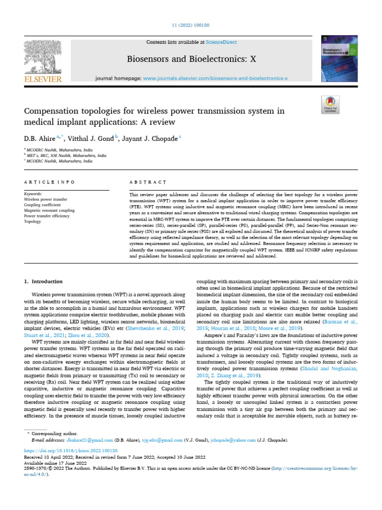Compensation Topologies For Wireless Power Transmission System in | PDF ...