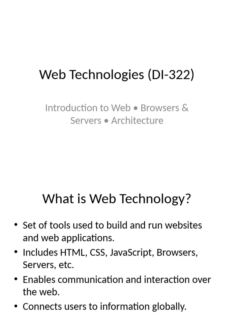 Web Technologies DI-322 | PDF