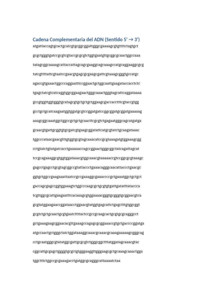 Cadena Complementaria ADN | PDF