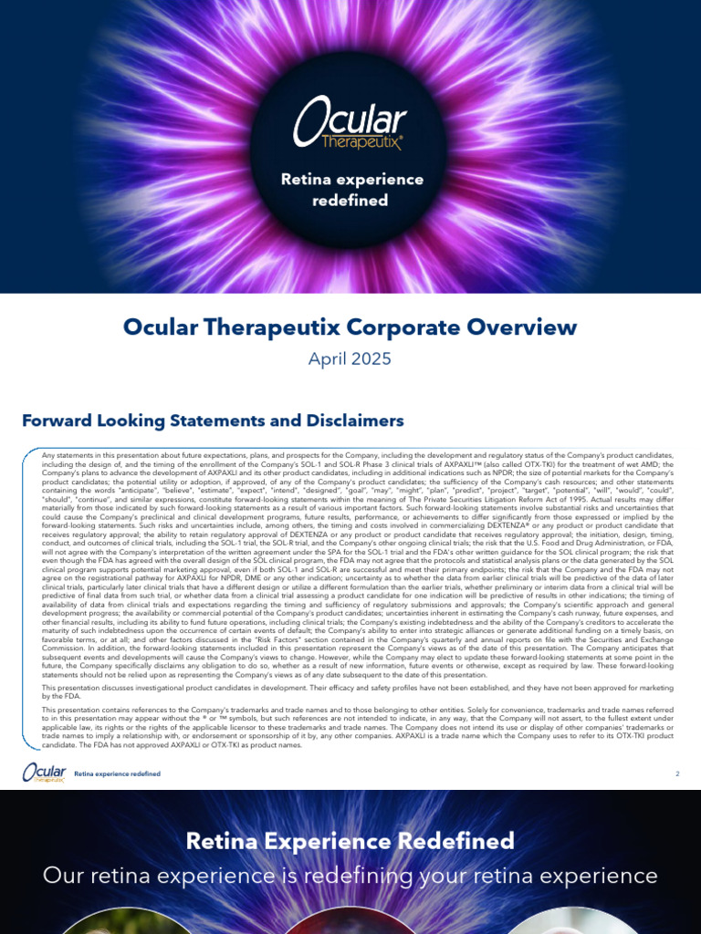 Redefining Retina Treatment with AXPAXLI | PDF | Clinical Trial ...