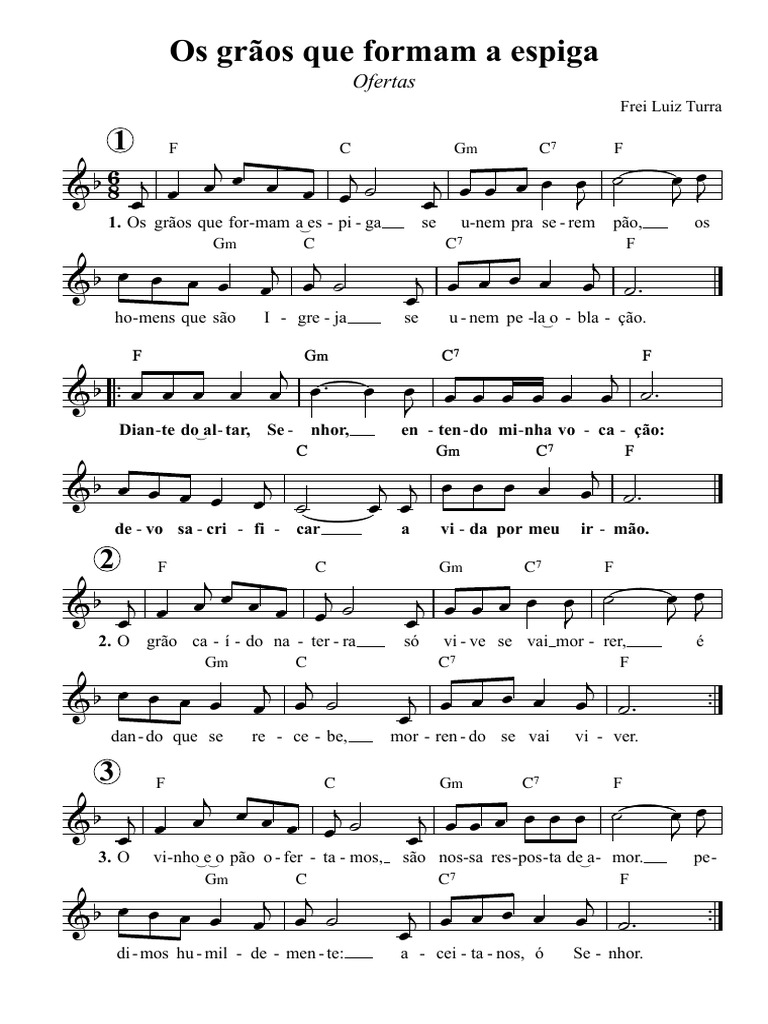 Os Grãos Que Formam A Espiga - Partitura Completa | PDF