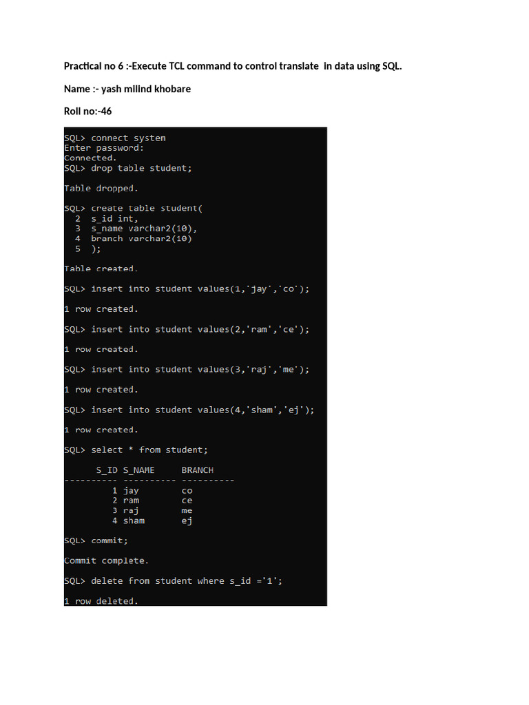 Dbms 6 Yash | PDF