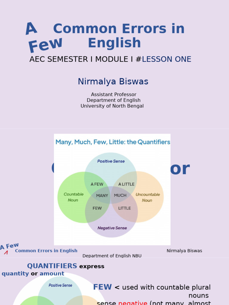 L7 a Few Common Errors in English Part One | PDF | English Language ...