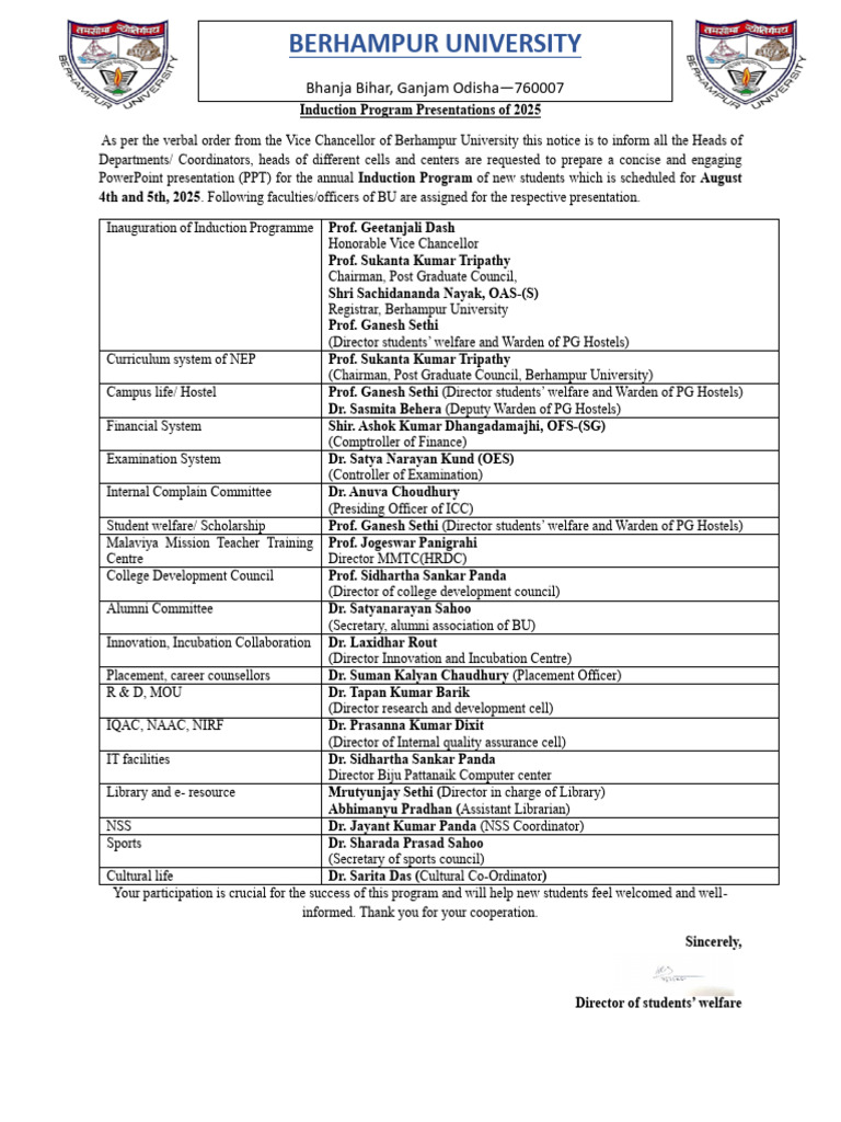 Induction Program Presentations 2025 | PDF