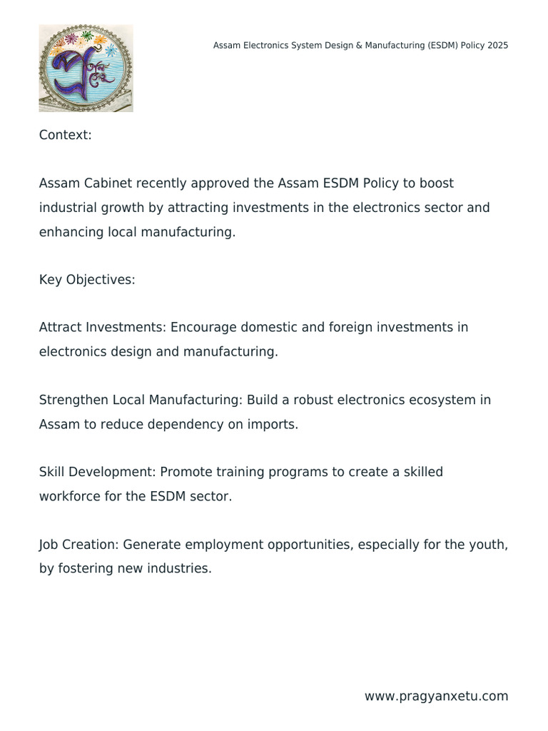 Assam ESDM Policy 2025 Overview | PDF