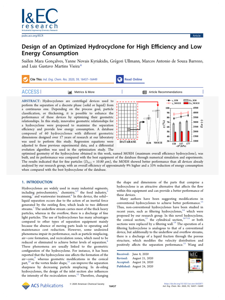 Optimized Hydrocyclone Design for Efficiency | PDF | Mathematical ...