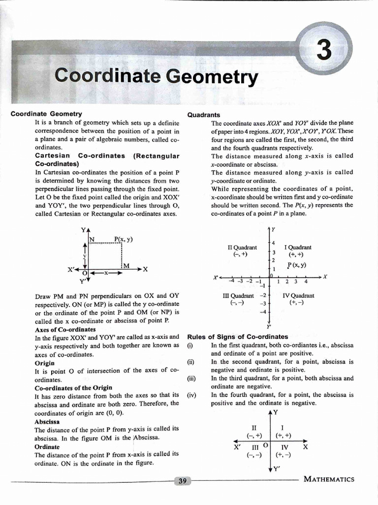 Coordinate Geometry Fundamentals | PDF | Cartesian Coordinate System ...
