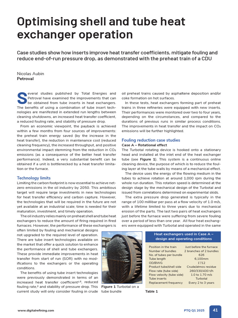 Enhancing OHTC with Tube Inserts | PDF | Heat Exchanger | Flow Measurement
