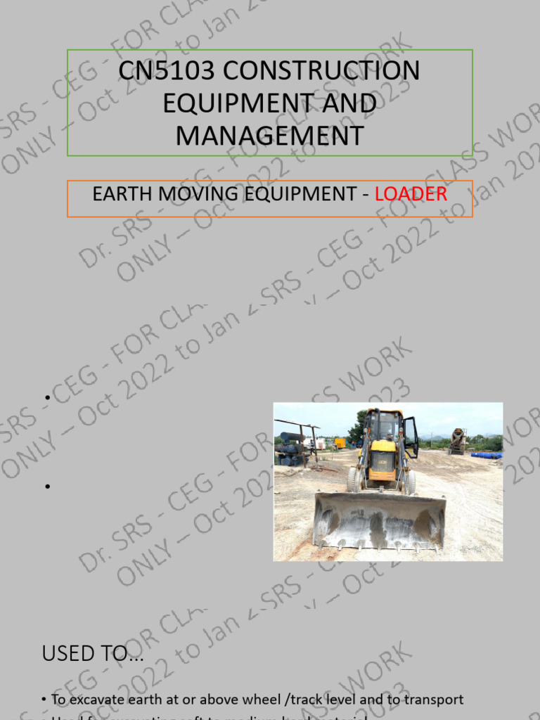 Earth Moving Equipment: Loaders Guide | PDF | Loader (Equipment) | Tractor