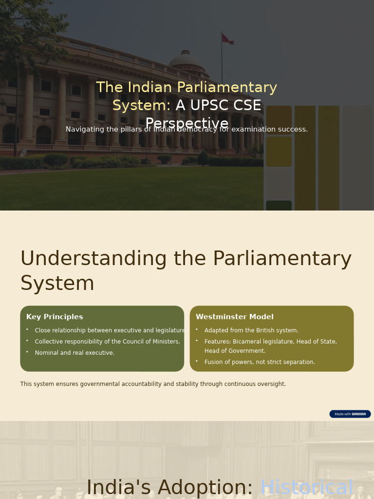 The Indian Parliamentary System A UPSC CSE Perspective | PDF ...