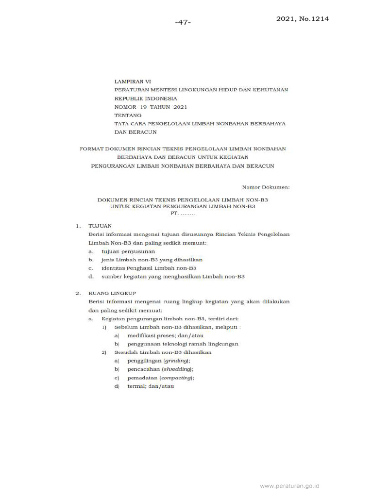 Format DRT Pengelolaan Limbah Non-B3 | PDF