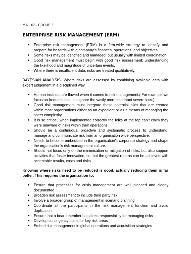 Enterprise Risk Management Overview | PDF | Risk Management | Risk