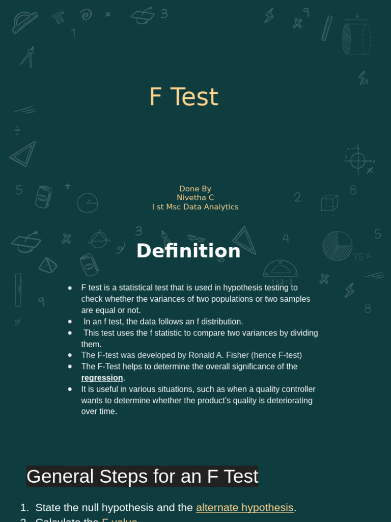 F-Test: Definition and Methodology | PDF