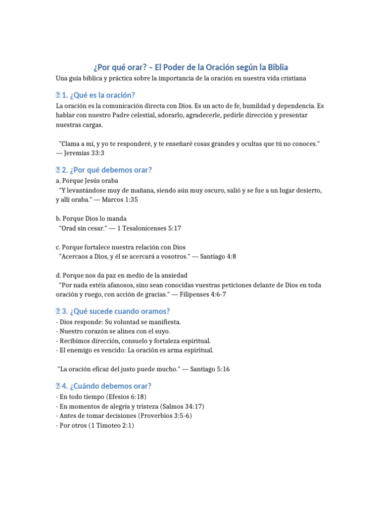El Poder de la Oración en la Biblia | PDF