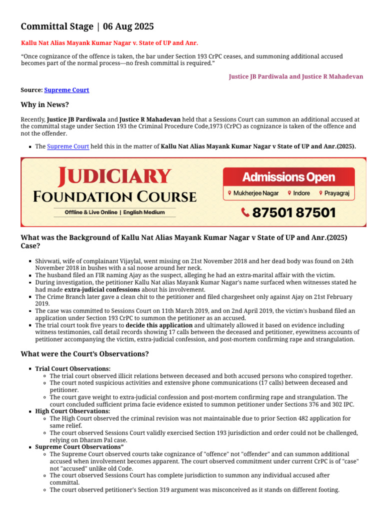 Current-Affairs Committal-Stage Print 2 | PDF | Legal Procedure ...