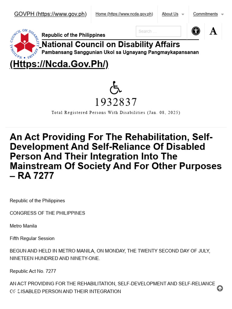 RA 7277: Magna Carta for Disabled Persons | PDF | Employment | Special ...