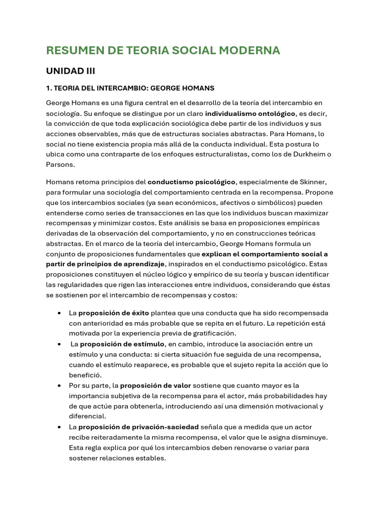 Teoría del Intercambio de George Homans | PDF | Sociología | marxismo