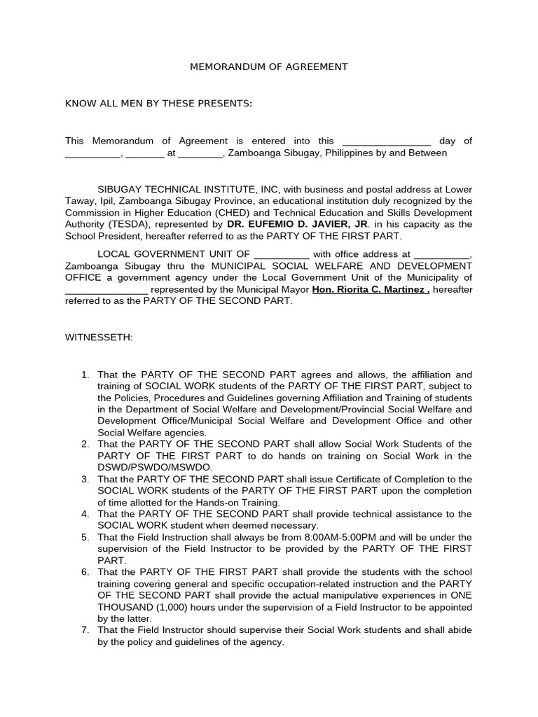 Memorandum of Agreement | PDF | Government | Common Law
