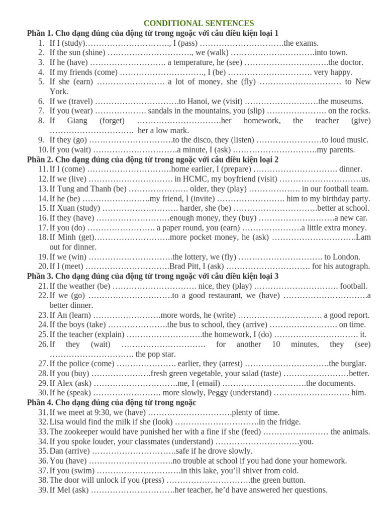 Conditional Sentences Practice | PDF