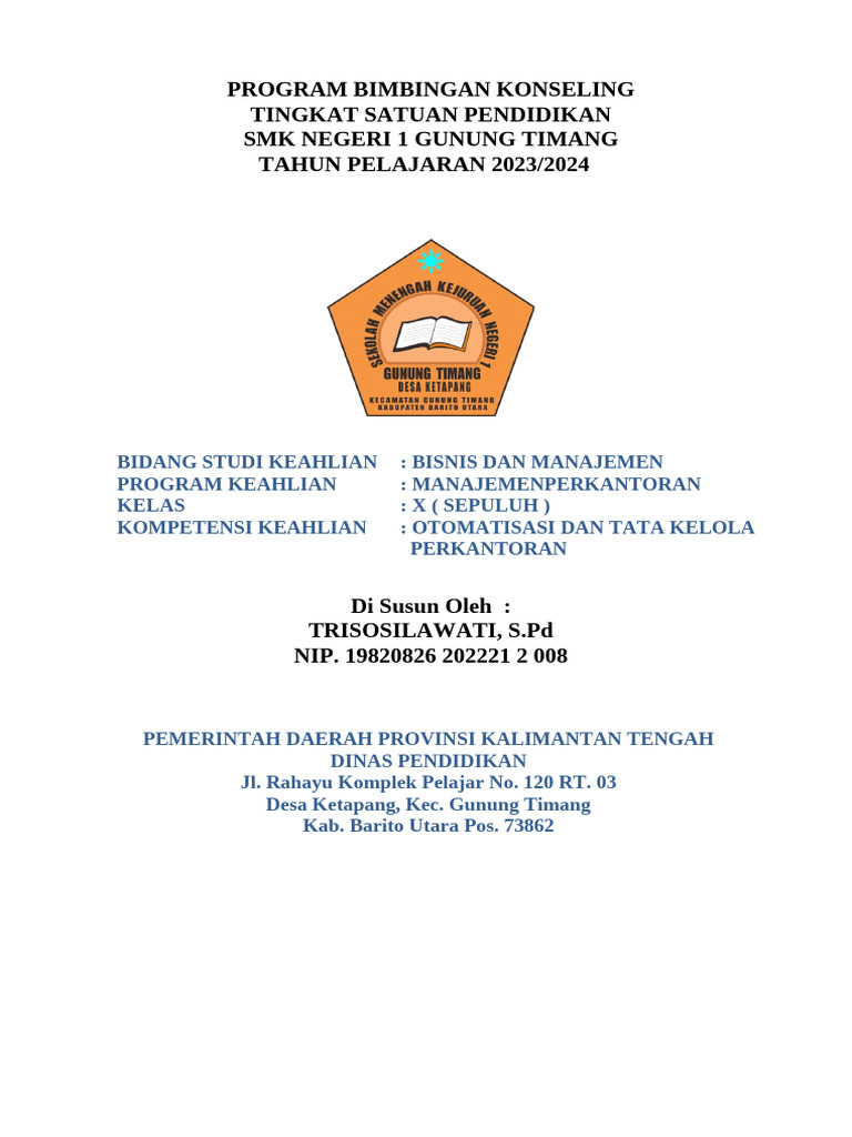Program Bimbingan Konseling SMK 2023/2024 | PDF