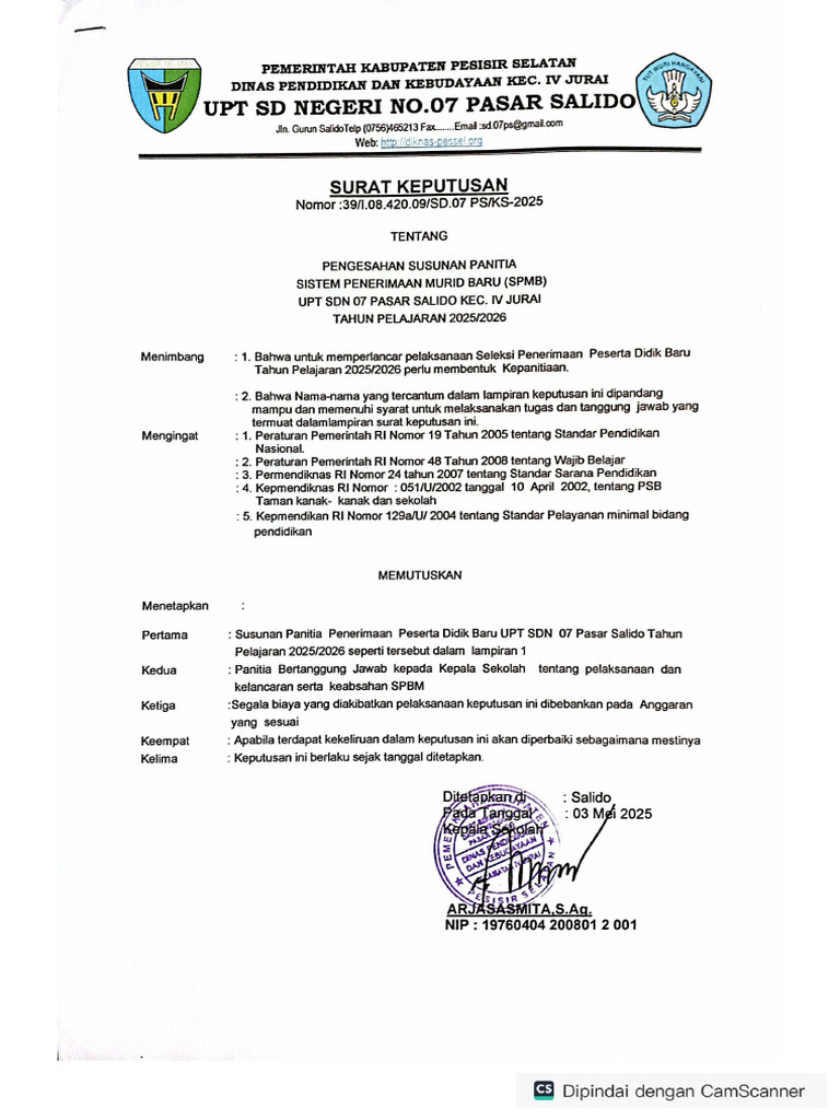 SK Panitia SPBM Upt SDN 07 Pasar Salido | PDF