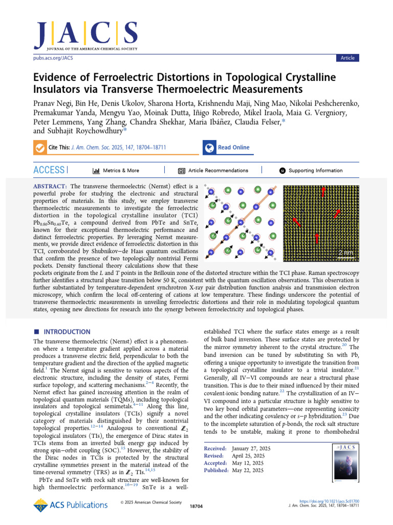 Negi Et Al 2025 Evidence of Ferroelectric Distortions in Topological ...