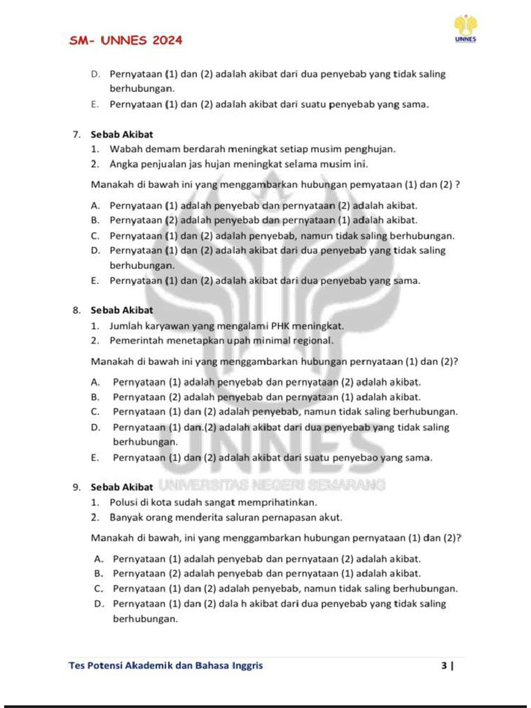 Soal Utul Unnes 2024 | PDF