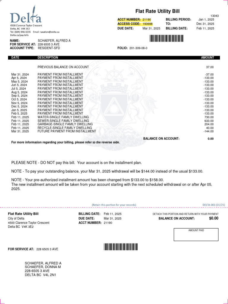 Flat Rate Utility Bill: Date Amount Description | PDF | Banking ...