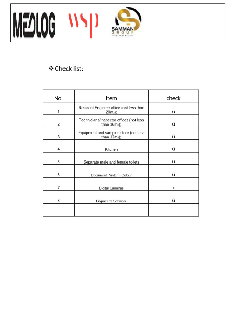 Mob Check List for Site Facilities | PDF