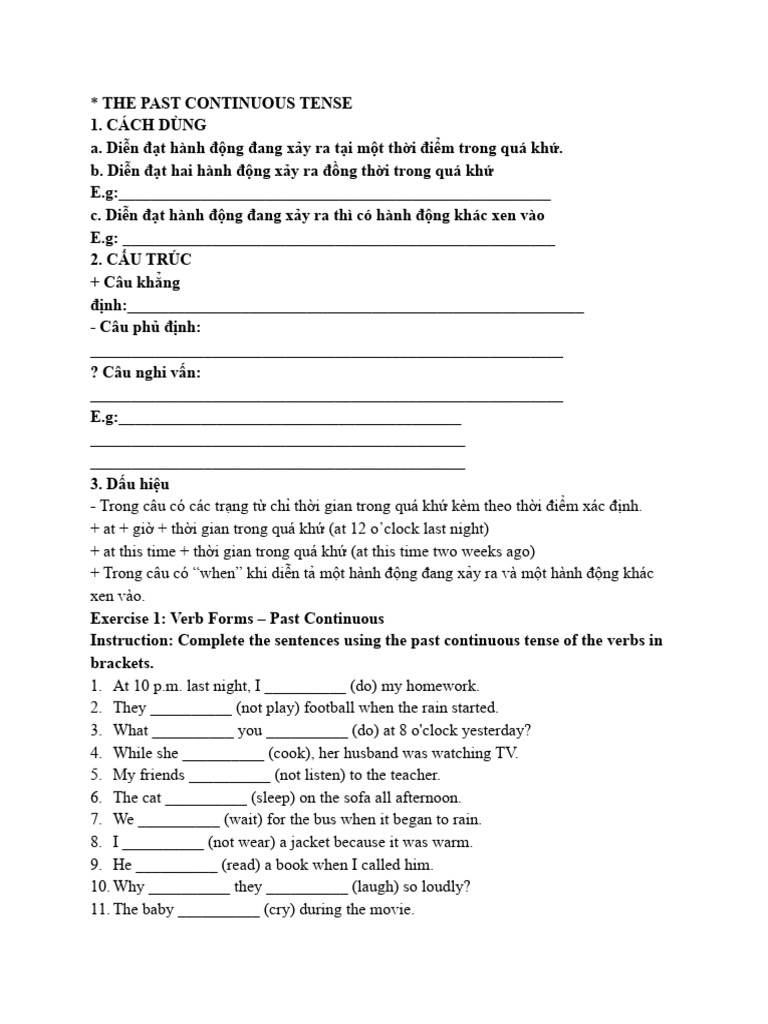 Understanding Past Continuous Tense | PDF