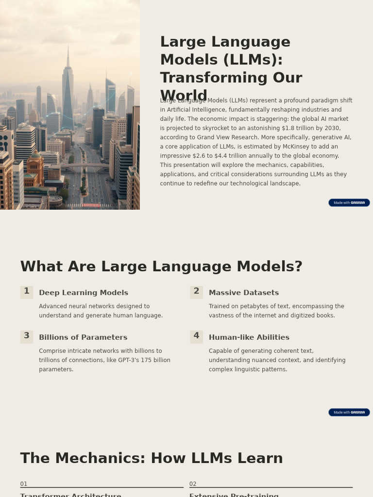 Large Language Models LLMs Transforming Our World | PDF | Artificial ...