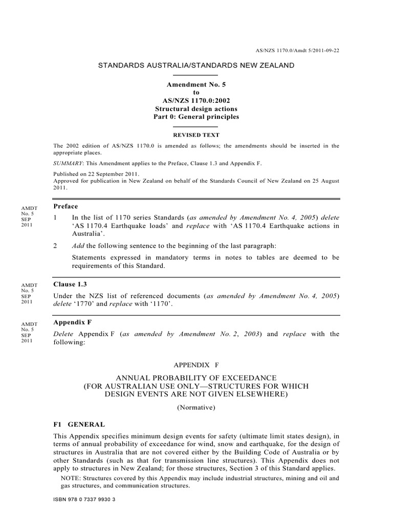 Amendment No. 5 To AS/NZS 1170.0:2002 Structural Design Actions Part 0 ...