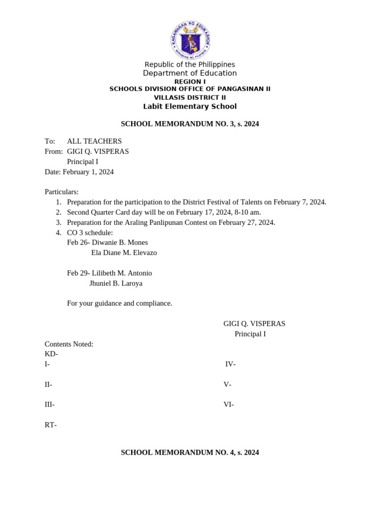 5.4.a. School Memorandum | PDF