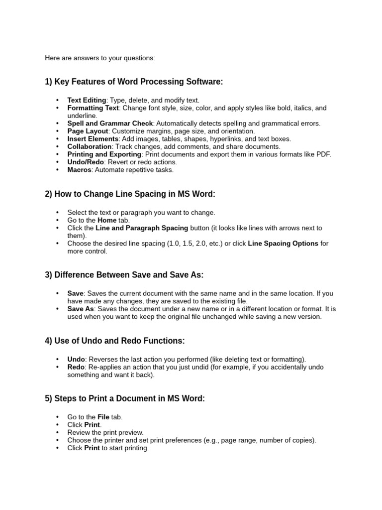 MS Word Features and Student Guide | PDF | Microsoft Word | Page Layout