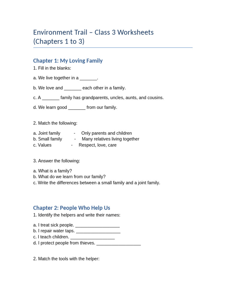 Class 3 Environment Worksheets | PDF