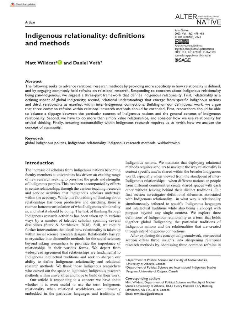 Defining Indigenous Relationality in Research | PDF | Indigenous ...