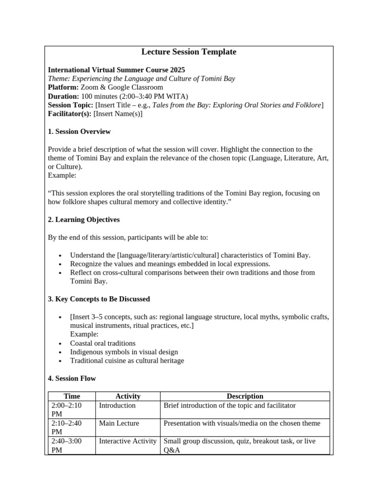 Tomini Bay Cultural Language Session | PDF | Traditions | Folklore