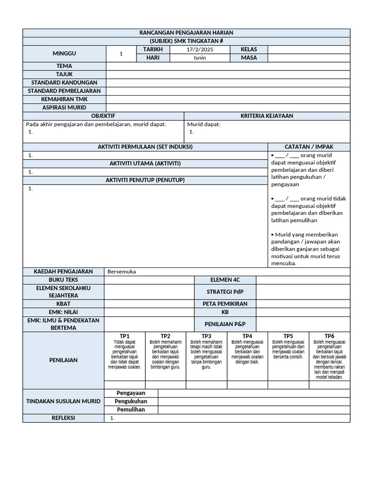 RPH Ujian RPH 2025 untuk SMK | PDF