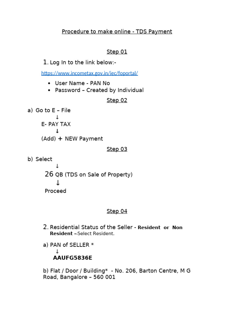 TDS Payment Step by Step Procedure | PDF | Payments