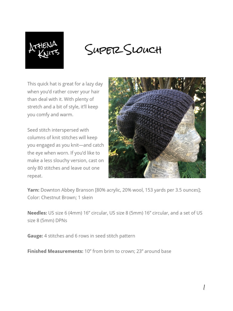 Super Slouch Hat Pattern | PDF