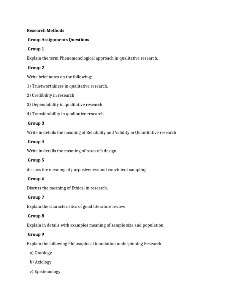 Research Methods-Assignment One | PDF